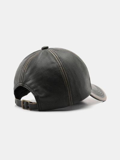 Vintage PU Leather Distressed Baseball Cap
