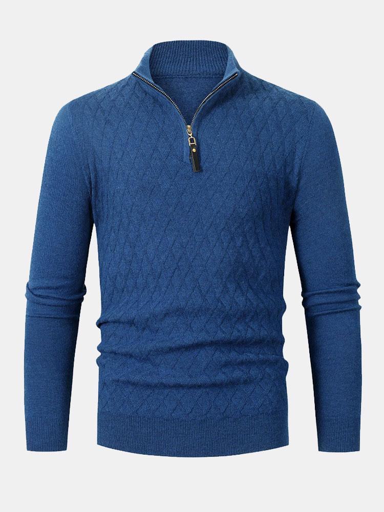 Diamond Mock Neck Quarter Zip Sweater
