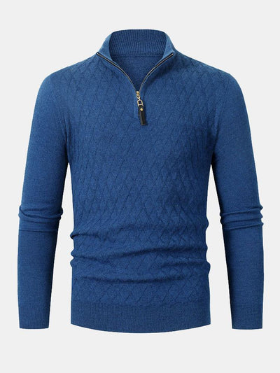 Diamond Mock Neck Quarter Zip Sweater
