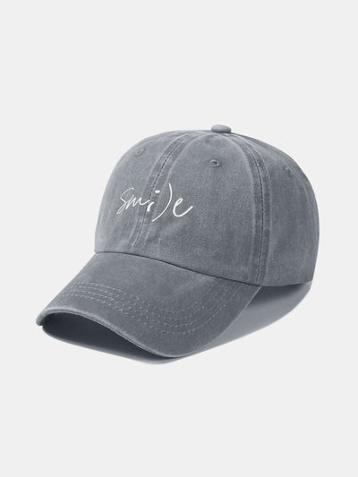 Keep Smiling Letter Casual Versatile Washed Cotton Baseball Cap