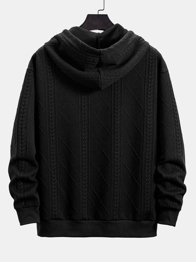 Relax Fit Geometric Jacquard Hoodie