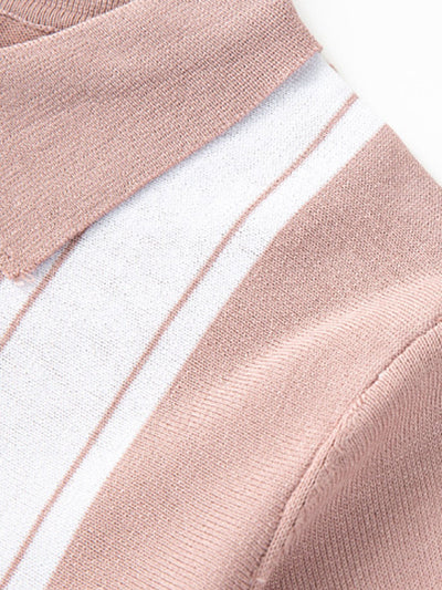 Striped Short Sleeve Sweater Polo