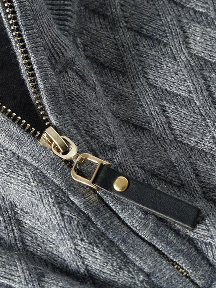 Diamond Mock Neck Quarter Zip Sweater