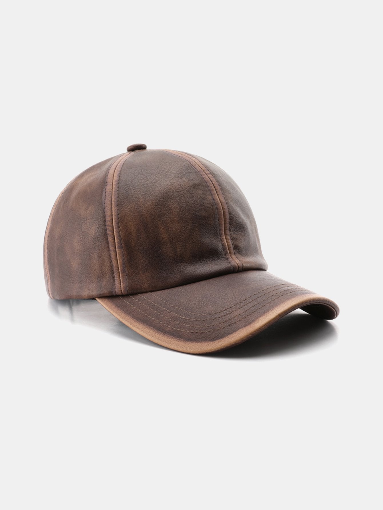 Vintage PU Leather Distressed Baseball Cap