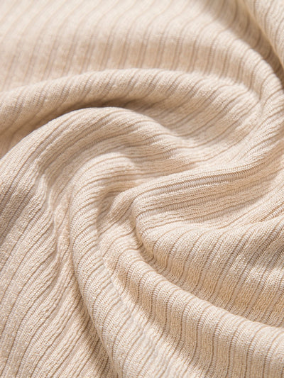 Knitted Ribbed Zip Polo