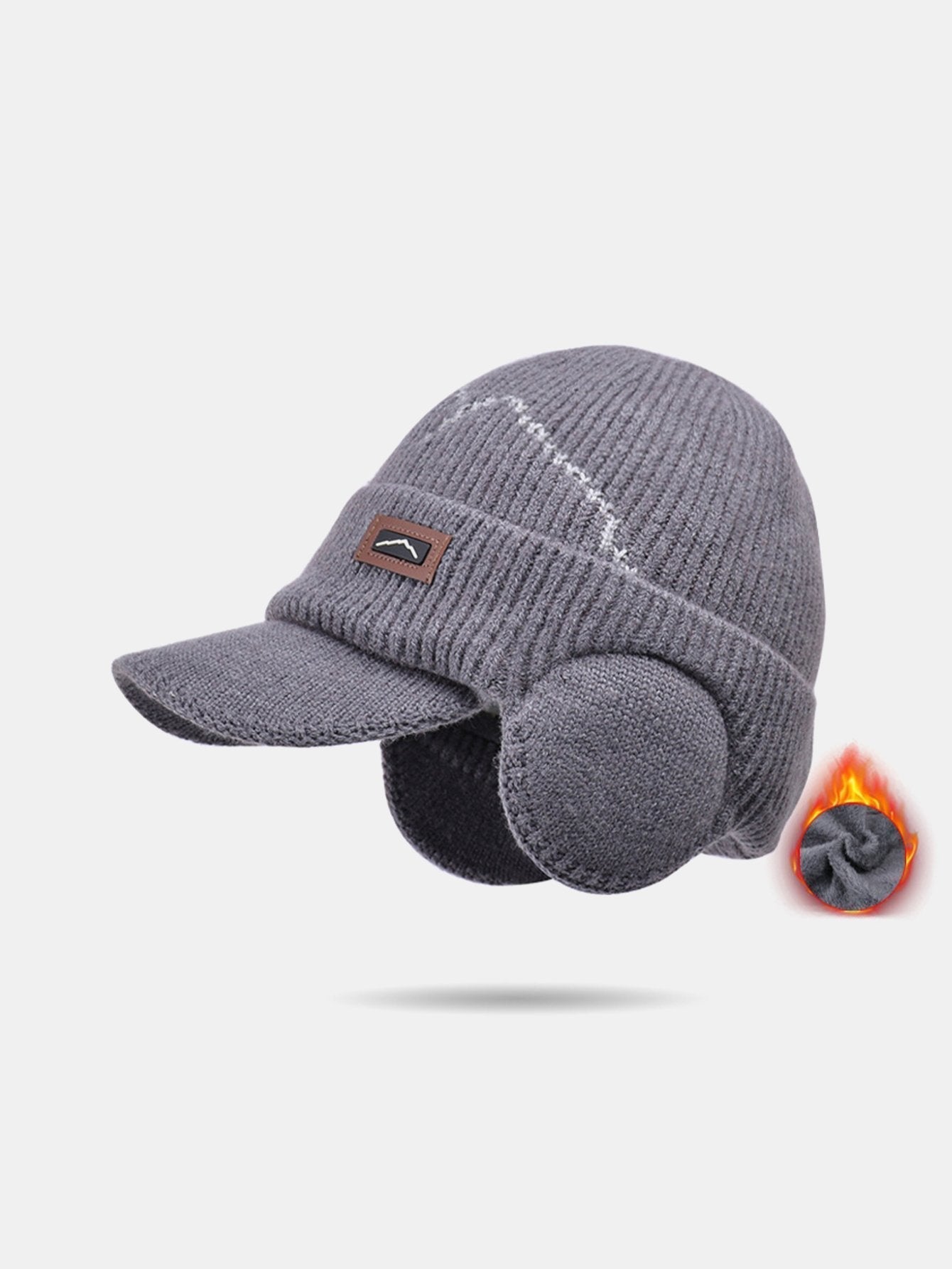 Outdoor Plush Warm Knitted Earflaps Baseball Cap