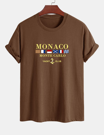 Regular Fit Monaco Slogan Print Cotton T-Shirt