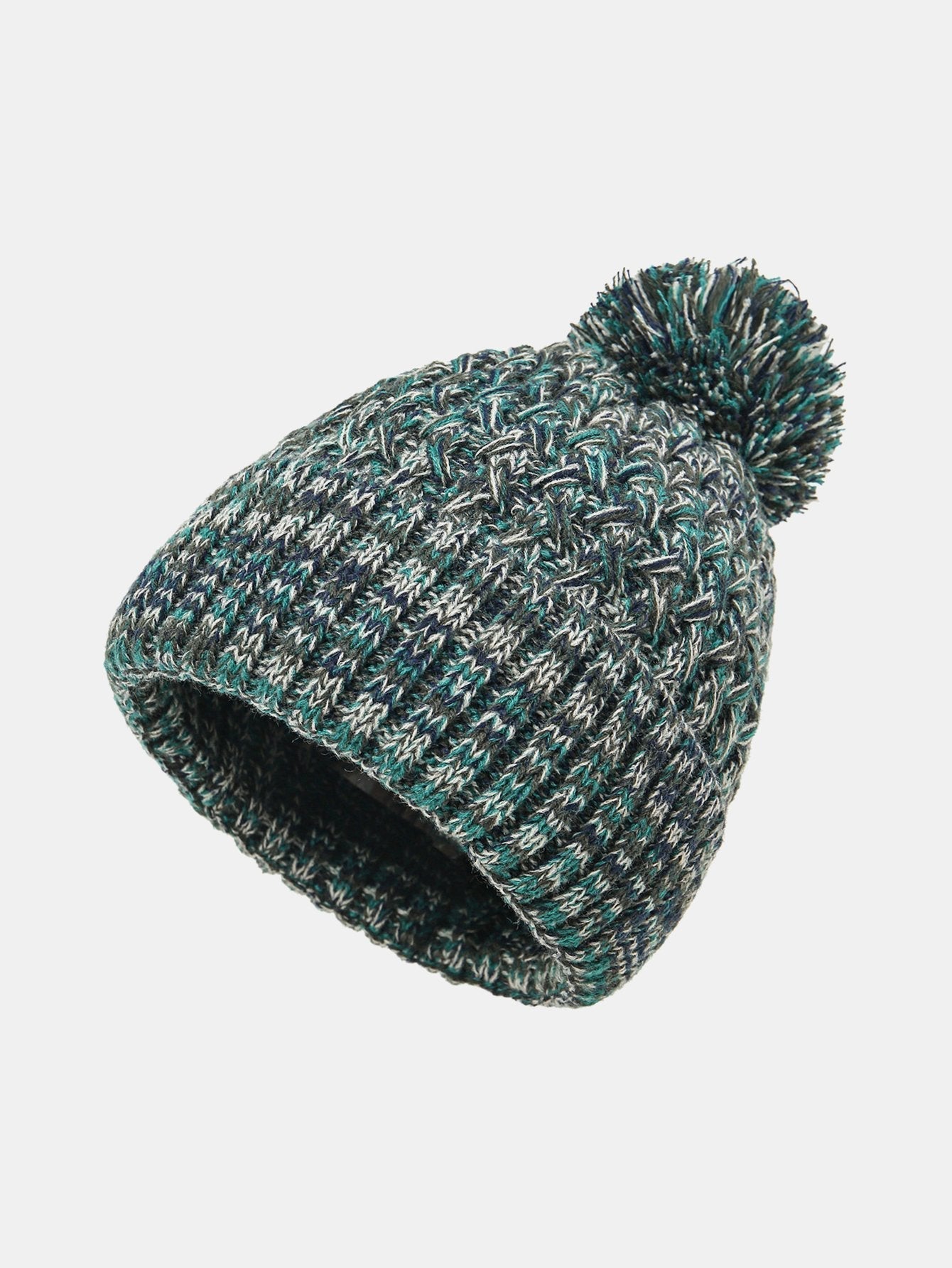 Jacquard Knit Beanie Hat With Pom Pom