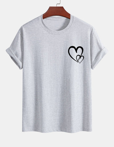 Regular Fit Heart Print Cotton T-Shirt