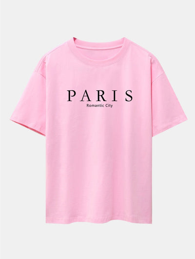 Paris Slogan Print Drop Shoulder Oversize T-Shirt