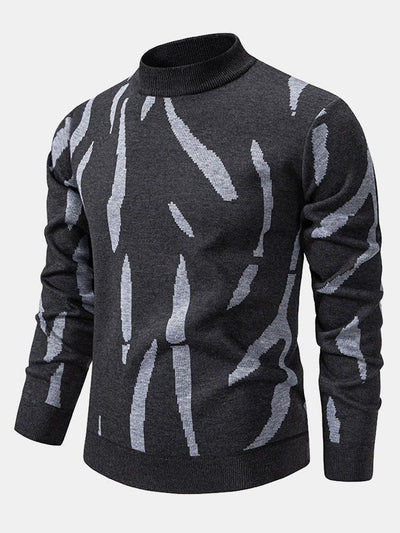 Abstract Print Mock Neck Sweater