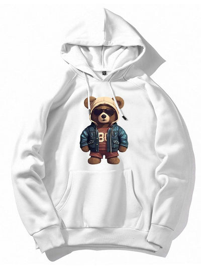 Bear In Leather Jacket Print Hoodie