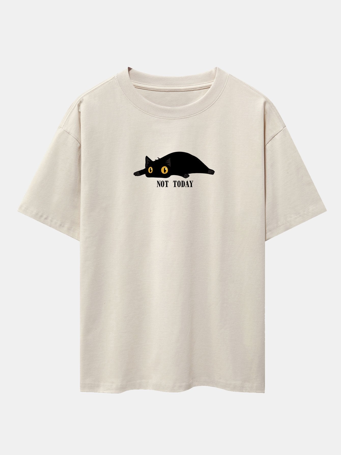 Not Today Black Cat Print Drop Shoulder Oversize T-Shirt