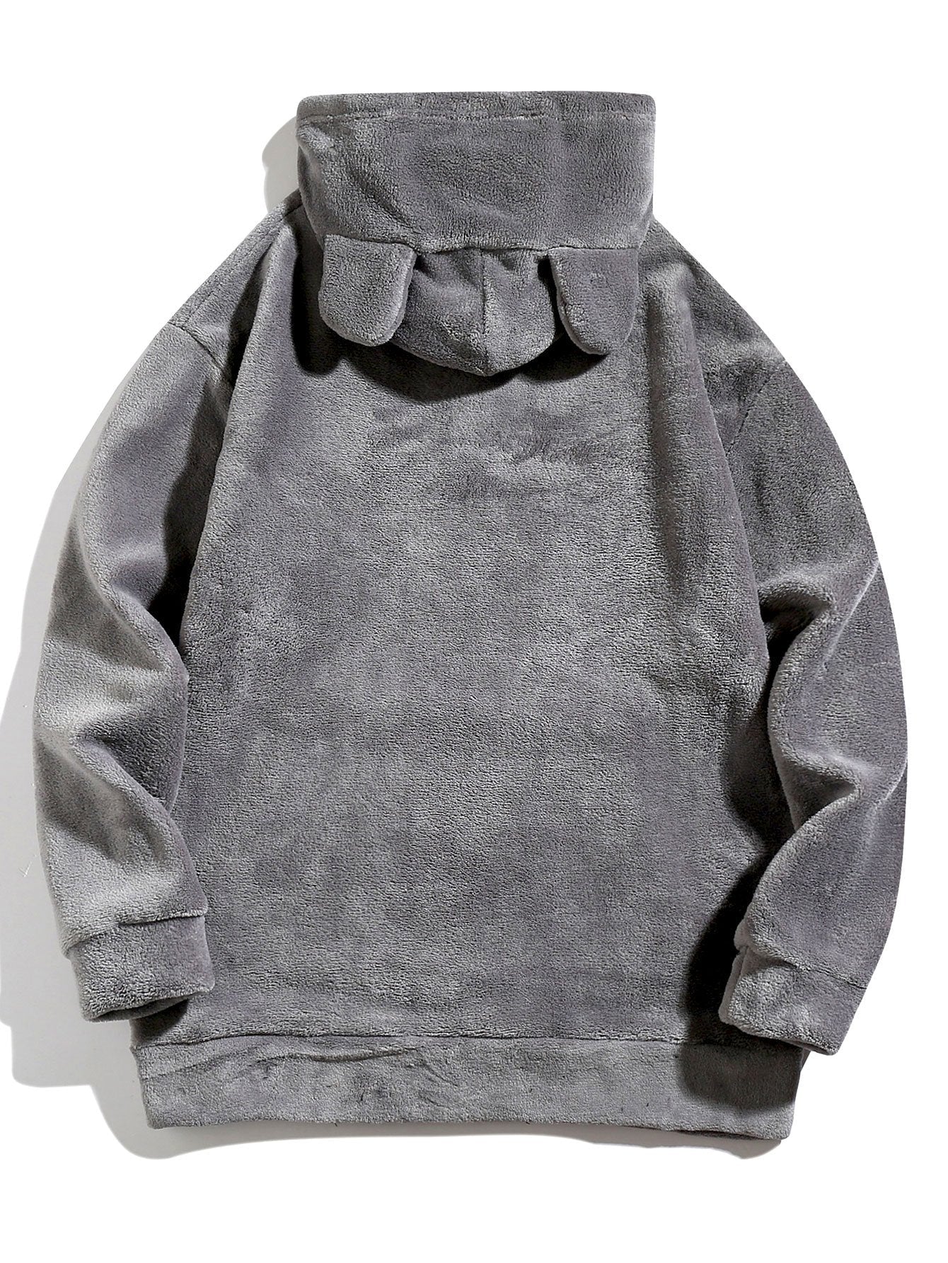 Relax Fit Teddy Fleece Hoodie With Ears