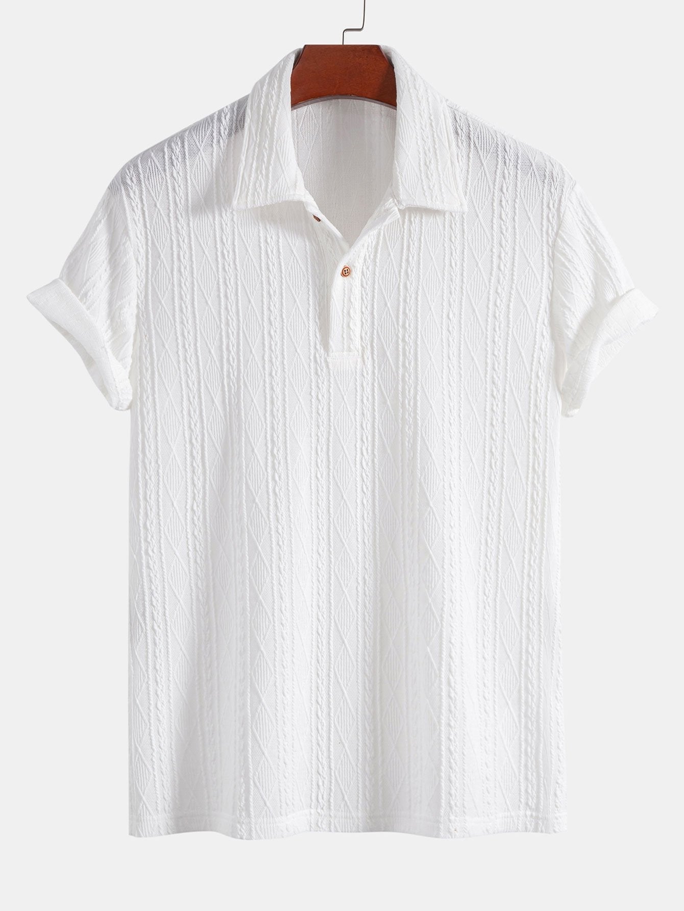 Knitted Rhombus Geometric Jacquard Polo