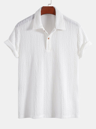 Knitted Rhombus Geometric Jacquard Polo