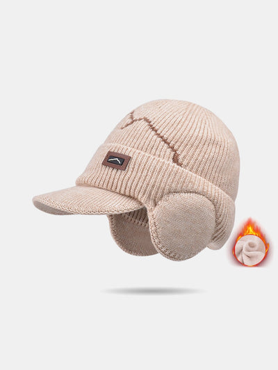 Outdoor Plush Warm Knitted Earflaps Baseball Cap