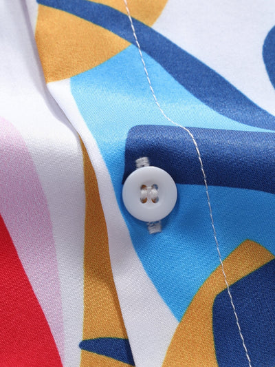 Colorful Leaf Print Button Up Shirt