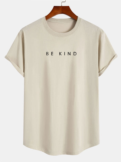 Be Kind Slogan Print Cotton Arc Hem T-Shirt
