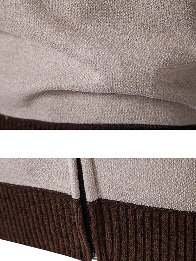 Elk Embroidered Contrast Baseball Collar Sweater