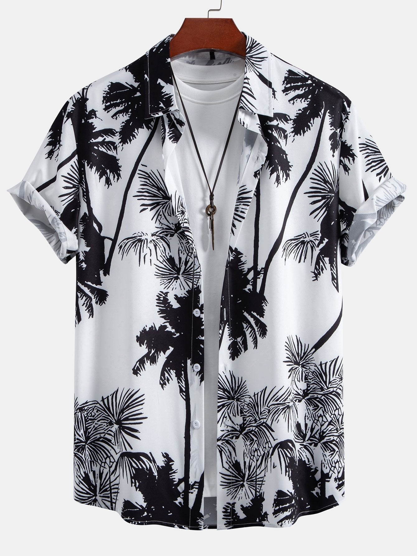 Palm Trees Print Button Up Shirt
