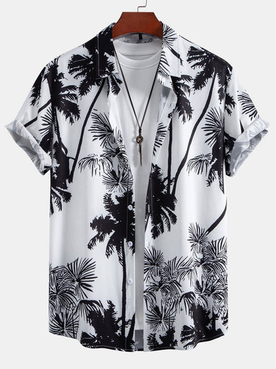 Palm Trees Print Button Up Shirt