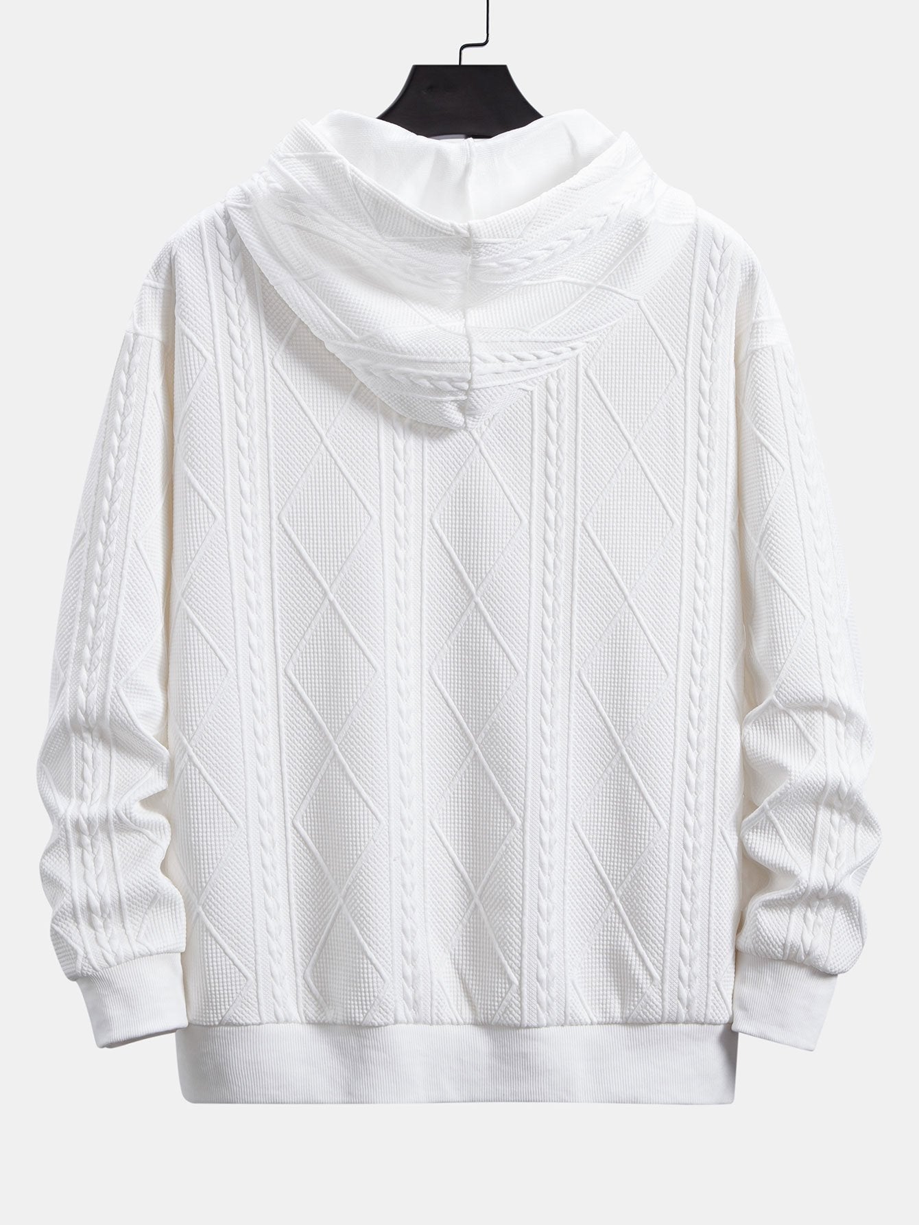 Relax Fit Geometric Jacquard Hoodie