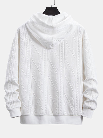 Relax Fit Geometric Jacquard Hoodie