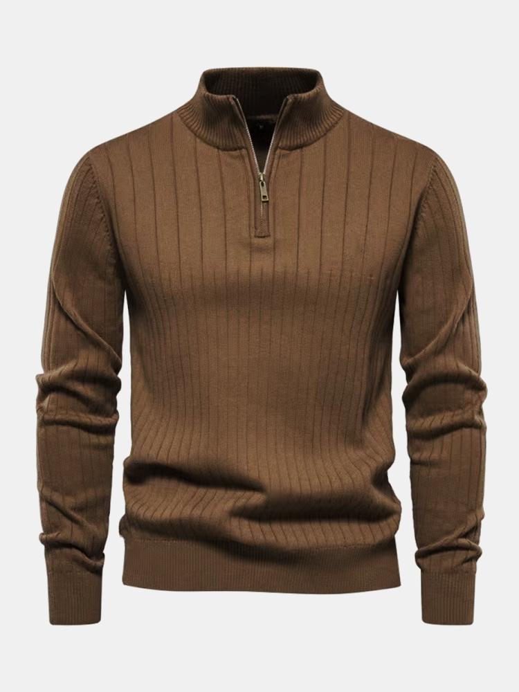 Man Stripe Half Zip Sweater