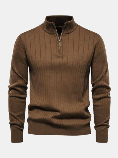 Man Stripe Half Zip Sweater
