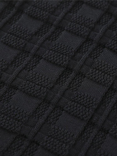 Slim Fit Knitted Plaid Paneled Hooded Sweater