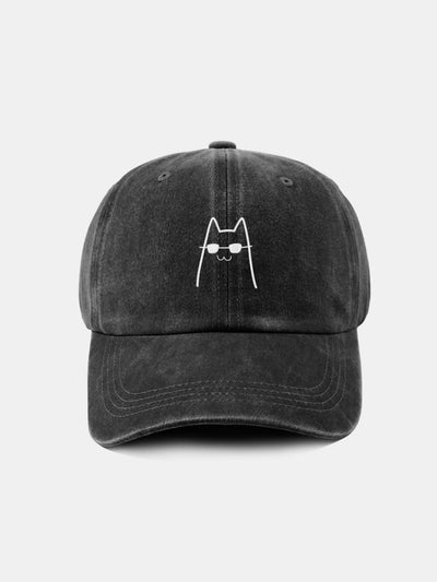 Sunglasses Cat Pattern Classic Retro Washed Distressed Cotton Baseball Cap