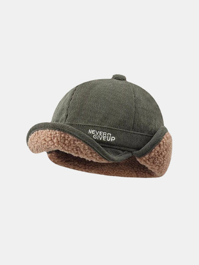 Corduroy Sherpa Lining Warm Earflaps Hat