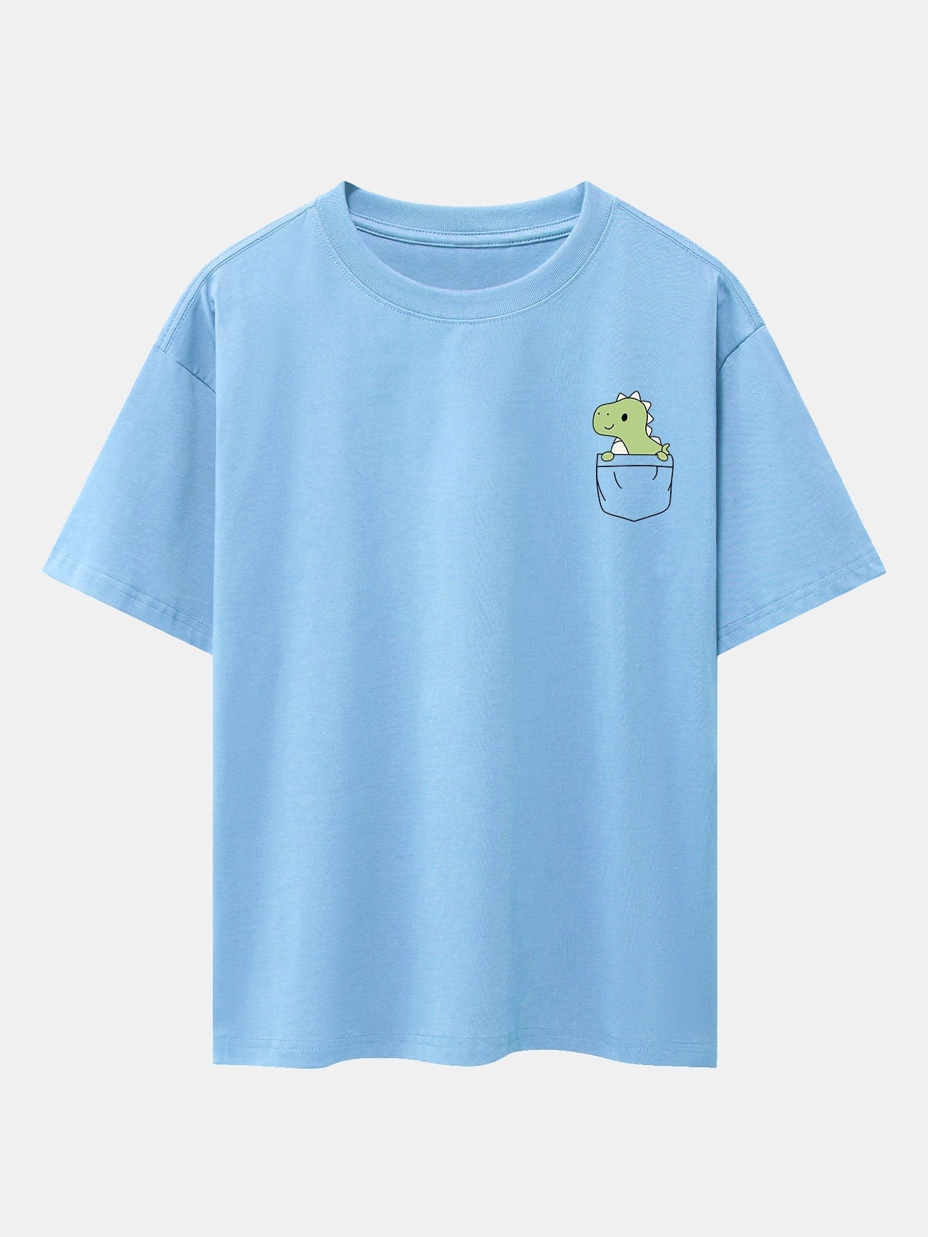 Pocket Dinosaur Print Drop Shoulder Oversize T-Shirt