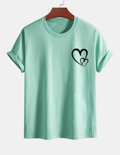 Regular Fit Heart Print Cotton T-Shirt