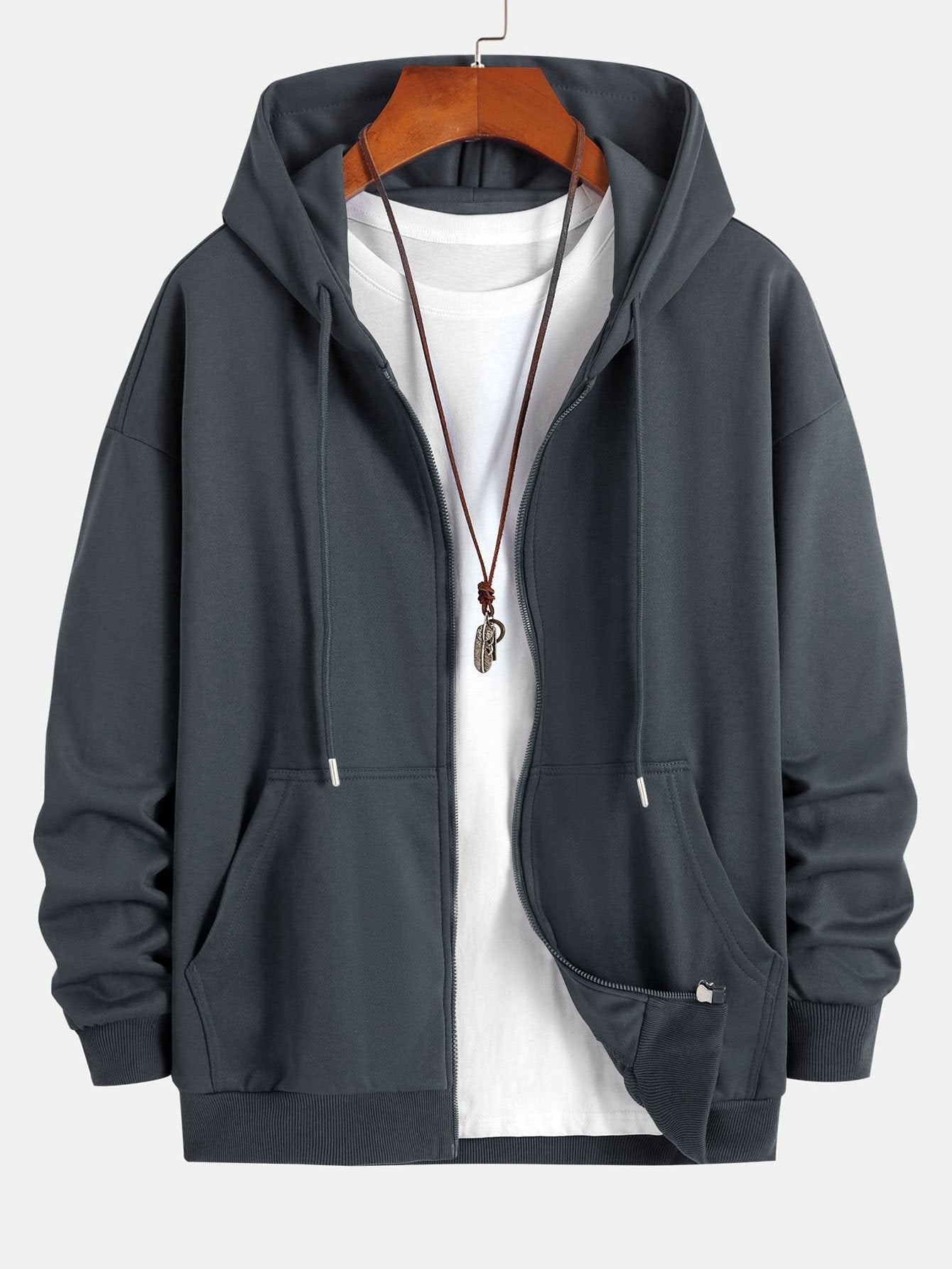 Basic Relax Fit Zip Hoodie