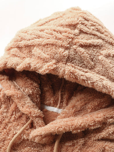 Geometric Jacquard Teddy Hoodie