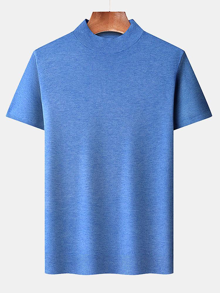 Short Sleeve Muscle Fit Mock Neck Sweater