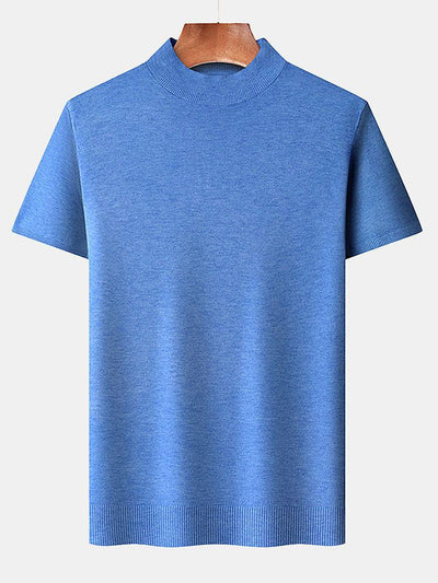 Short Sleeve Muscle Fit Mock Neck Sweater