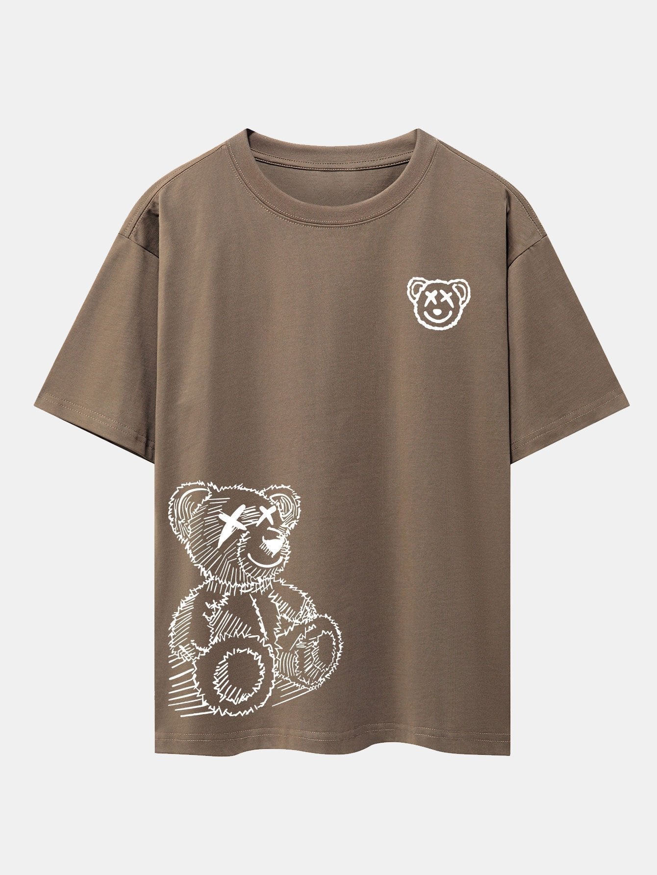 Cartoon Bear Print Drop Shoulder Oversize T-Shirt