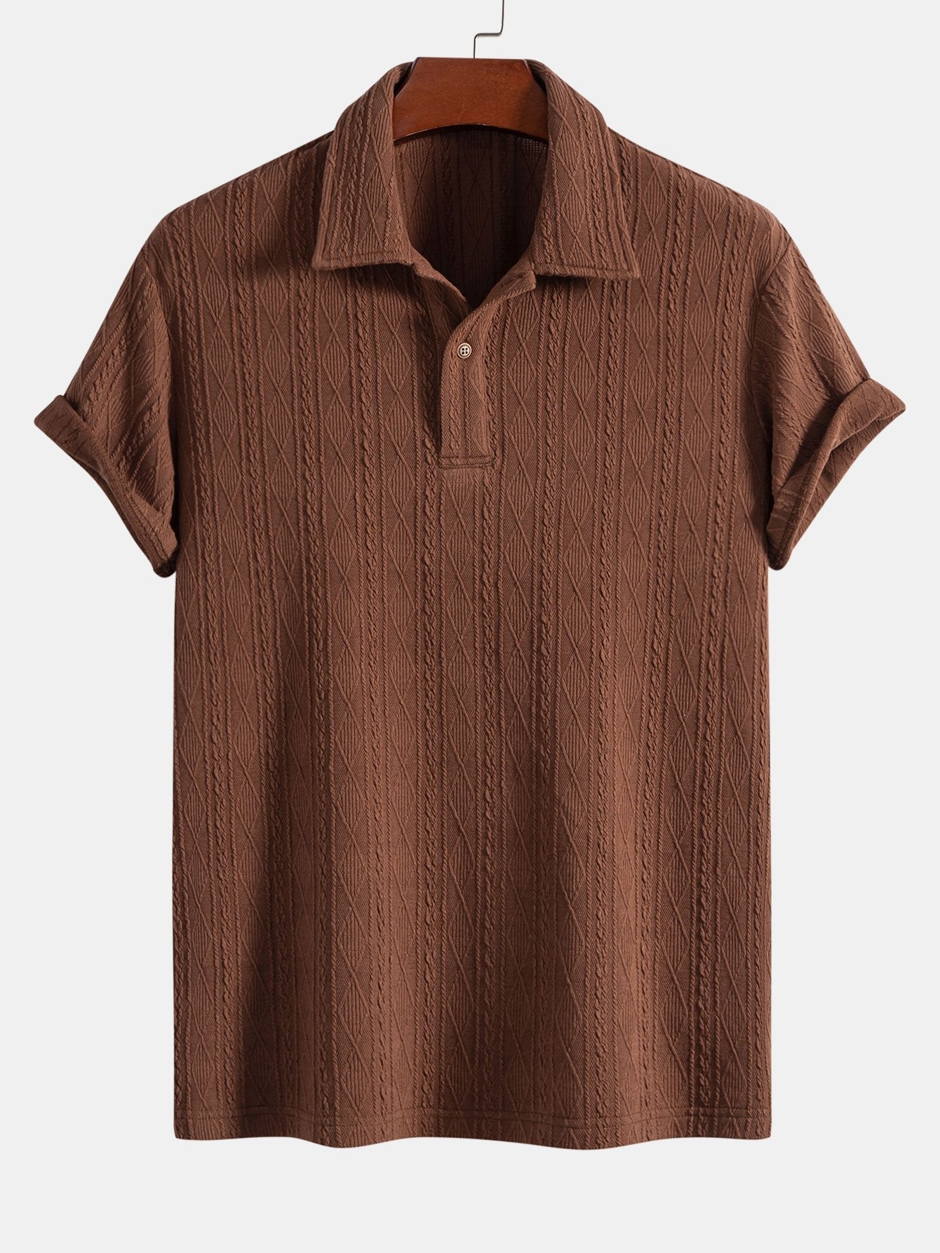 Knitted Rhombus Geometric Jacquard Polo