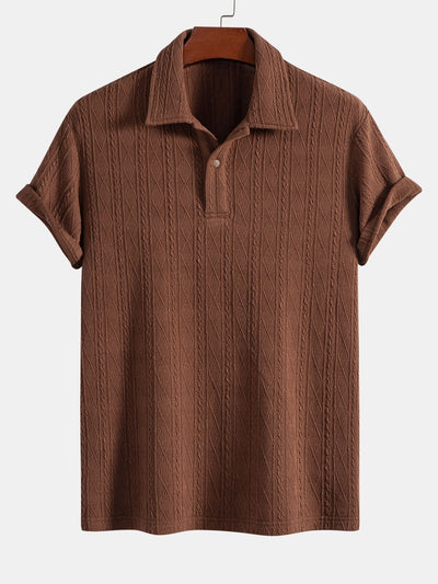 Knitted Rhombus Geometric Jacquard Polo