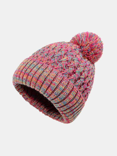 Jacquard Knit Beanie Hat With Pom Pom