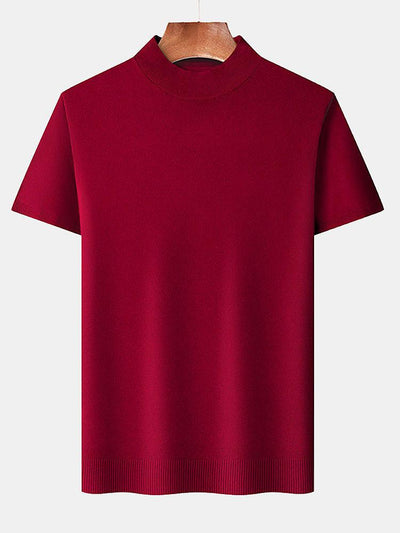 Short Sleeve Muscle Fit Mock Neck Sweater