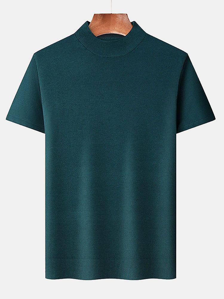 Short Sleeve Muscle Fit Mock Neck Sweater