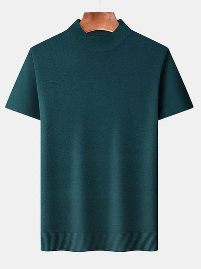 Short Sleeve Muscle Fit Mock Neck Sweater
