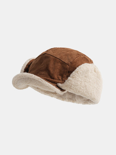 Retro Earflaps Corduroy Baseball Cap