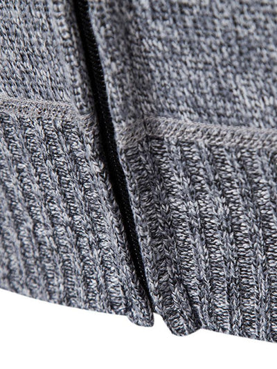 Geometric Pattern Zip Hooded Sweater