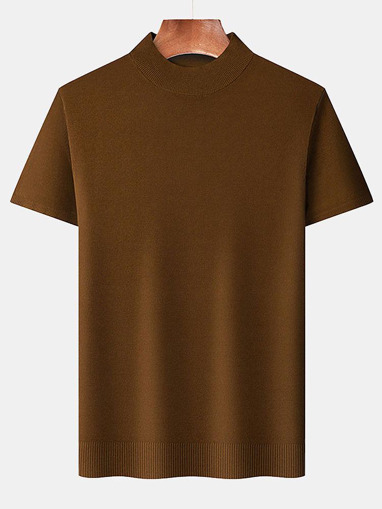 Short Sleeve Muscle Fit Mock Neck Sweater