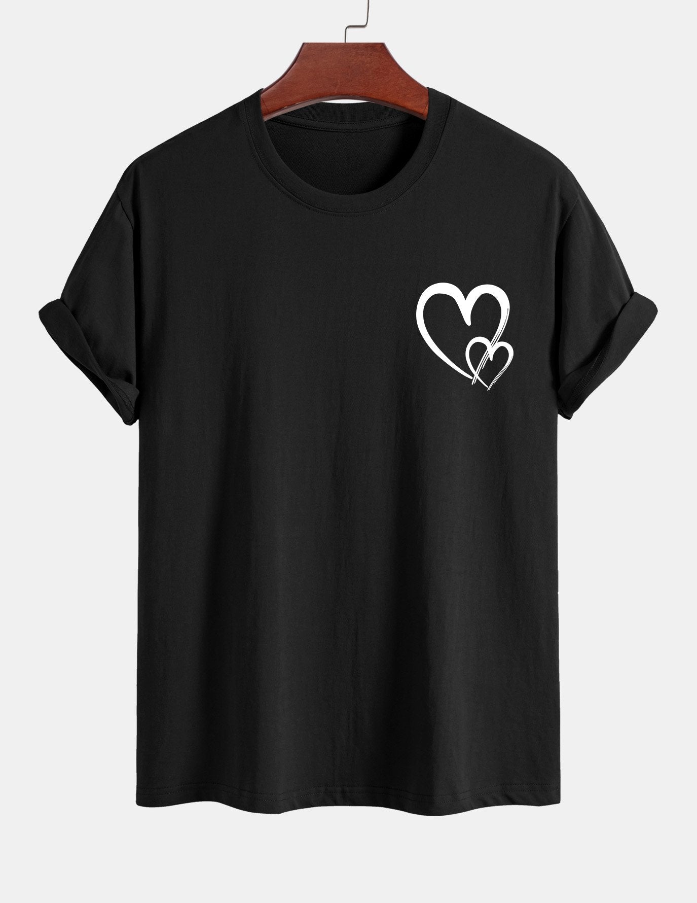 Regular Fit Heart Print Cotton T-Shirt
